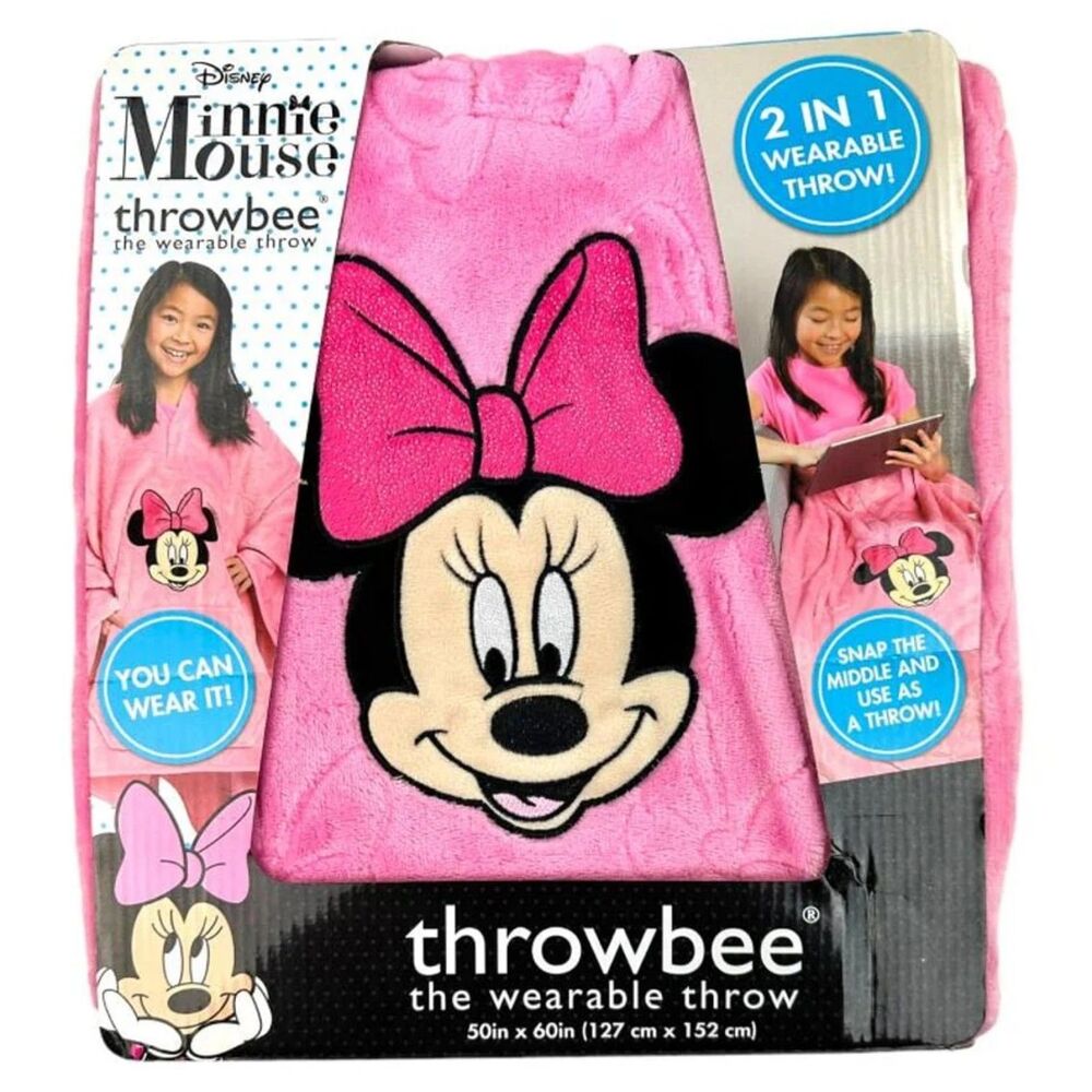 Disney Minnie Mouse Throwbee Wearable Throw Blanket 50" x 60" Pink